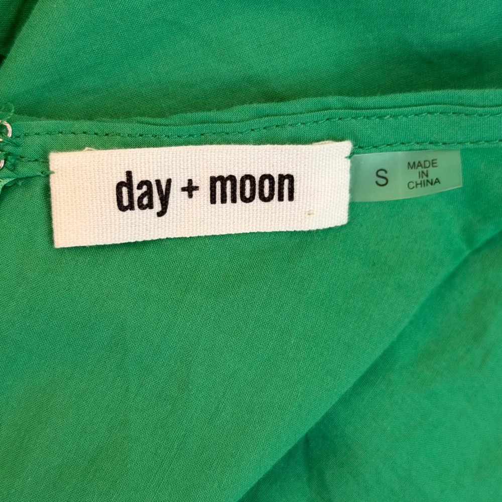 Day + Moon Green Cutout Puff Sleeve Romper Cotton Women S Summer Shorts Playsuit - Picture 7 of 9